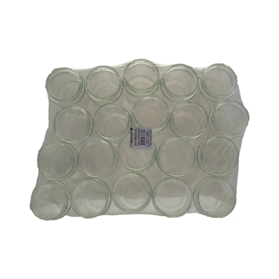 20 Pots verre cylindrique 250 g (228 ml) TO 63