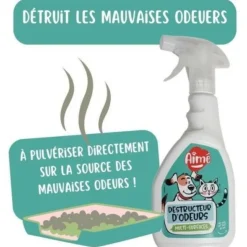 AIMÉ - Spray anti-odeurs animaux - aimé - sdestruct'odeur pour chat ou rongeur - 500 ml - parfum muguet