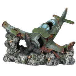 AQUA D'ELLA - Avion écrasé d’aquarium raven 27x22x16 cm polyrésine