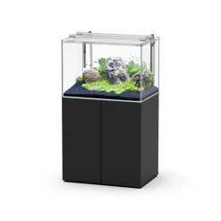 AQUATLANTIS - Aquarium avec meuble Aquascape LED 80 Pro noir - 80x55x55 cm 242 L