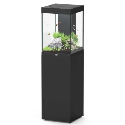 AQUATLANTIS - Aquarium équipé Aqua Tower 96 LED avec meuble, noir - 96L