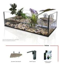 AQUAVIE - Terrarium en verre "Kit Tortue Aqua 90" - L. 90 x P. 35 x H. 30 cm