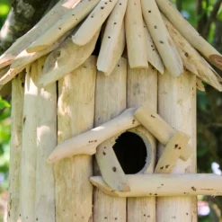 ARTXLIGHT - Nichoir carré en bois d'albésia à suspendre 20 x 17 x 24 cm