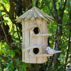 ARTXLIGHT - Nichoir hôtel en bois d'albésia à suspendre 26 x 36 cm