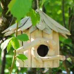 ARTXLIGHT - Nichoir rond en bois d'albésia 20 x 18 cm