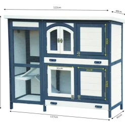 BB LOISIR - Cage clapier extérieur pour lapins 122x42,5x104 cm modèle- miette 081 gris-blanc