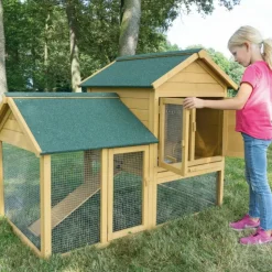 BB LOISIR - Cage clapier enclos lapin extérieur en bois haute qualité pour lapins petits animaux- modèle : 035 ranch 152 x 98 x 118 cm