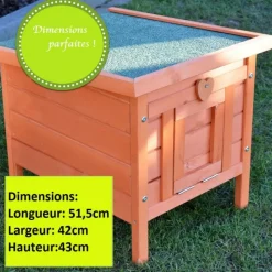 BB LOISIR - Cage clapier enclos lapin extérieur en bois haute qualité pour lapins 51,5 x 42 x 43 cm « 083 mini maison »