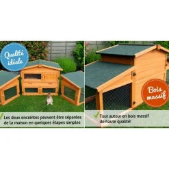 BB LOISIR - Cage clapier pour lapin extérieur 185x51x75cm modèle: 037 étable de roi