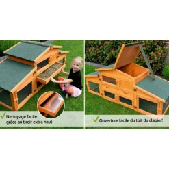 BB LOISIR - Cage clapier pour lapin extérieur 185x51x75cm modèle: 037 étable de roi