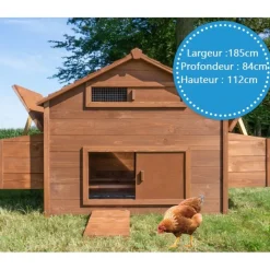 BB LOISIR - Poulailler en bois pour jardin extérieure cage canard équipé 2 nichoirs 185 x 84 x 112 cm modèle 154 ferme de terrain