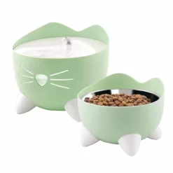 CAT IT - Fontaine à eau combo kit pour chat 2L-200ml-20x20x17cm vert