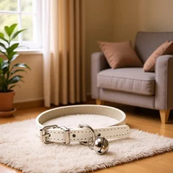 Collier pour chat avec clochette en cuir pu-S