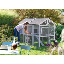 DADU - Poulailler Guardiana en bois pour 6 poules avec pondoir 217x106x145cm