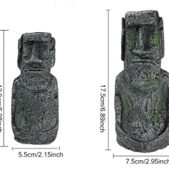 DOWNYPAWS - 2 têtes de l'île de pâques pour aquarium & décoration