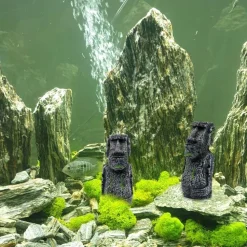 DOWNYPAWS - 2 têtes de l'île de pâques pour aquarium & décoration