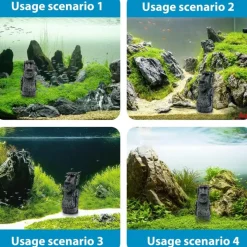 DOWNYPAWS - 2 têtes de l'île de pâques pour aquarium & décoration