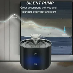 DOWNYPAWS - Abreuvoir Ultra Silencieux De 2,2 L/74 Oz Pour Chat, Avec Vaporisateur En Forme De Chat Et 8 Filtres