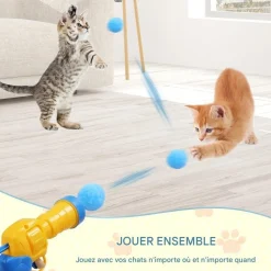 DOWNYPAWS - Balle jouet pour chat-lanceur de balles-jouets interactifs-50 balles