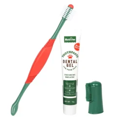 DOWNYPAWS - Brosses à dents dentifrice pour animaux saveur de bœuf-brosse à dents et dentifrice pour chien-hygiène bucco-dentaire-70g