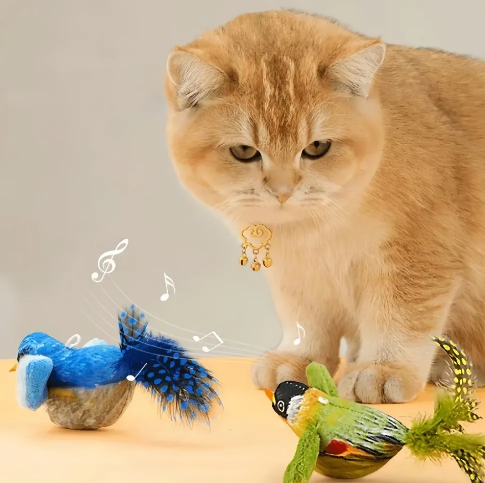 DOWNYPAWS - Bâton de jeu pour chat : jouet en peluche imitant un oiseau outil de divertissement anti - ennui résistant aux morsures