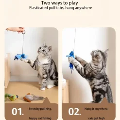 DOWNYPAWS - Bâton de jeu pour chat : jouet en peluche imitant un oiseau outil de divertissement anti - ennui résistant aux morsures