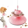 DOWNYPAWS - Canne à pêche pour chat-jouet plateau tournant-platine rose-jouet interactif avec balle
