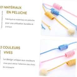 DOWNYPAWS - Canne à pêche-suspension à ressort-pack de 3 rose + jaune + bleu