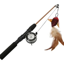 DOWNYPAWS - Canne à taquiner le chat-queue de cheveux-canne à pêche rétractable-jouets interactifs