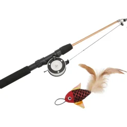 DOWNYPAWS - Canne à taquiner le chat-queue de cheveux-canne à pêche rétractable-jouets interactifs