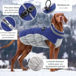 DOWNYPAWS - Chaud manteau protections pour chien,manteau épais en coton coupe-vent pour chien