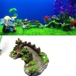 DOWNYPAWS - Décoration d'aquarium-pont en résine pour aquarium-19*7*8.5cm
