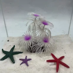 DOWNYPAWS - Décoration en corail doux simulé en silicone écologique pour aquarium blanc