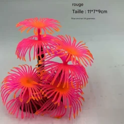 DOWNYPAWS - Décoration en corail doux simulé en silicone écologique pour aquarium rouge