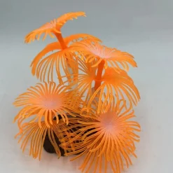 DOWNYPAWS - Décoration en corail doux simulé en silicone écologique pour aquarium orange