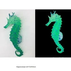 DOWNYPAWS - Hippocampe en silicone lumineux simulé pour la décoration d'aquarium avec ventouse vert*2