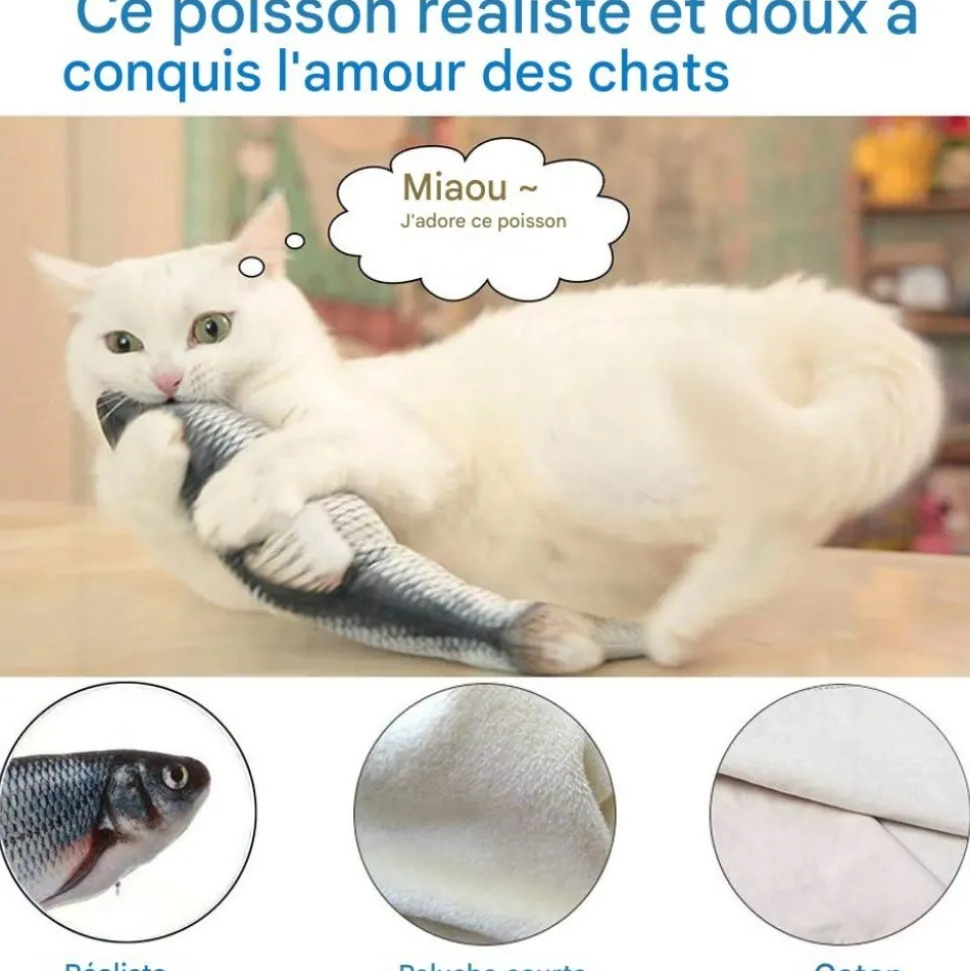 DOWNYPAWS - Jouets interactifs pour chats-jouet électrique en forme de poisson