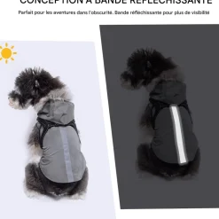 DOWNYPAWS - Manteau pour chiens-avec harnais-réfléchissant imperméable-gris taille 2xl