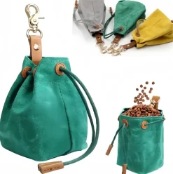 DOWNYPAWS - Sac de rangement portable en toile cirée avec cordon de serrage pour aliments et friandises de chiens