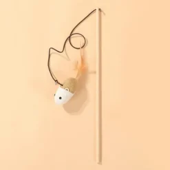 DTOPBUYAGE - Jouet plumes chat bâton bois interactive clochette