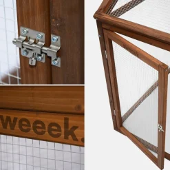 Enclos pour poulailler en bois chabo. 6 poules. Parc grillagé pour poules. Extension