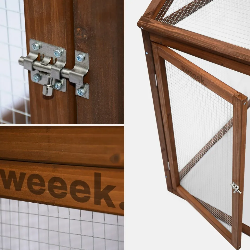 Enclos pour poulailler en bois chabo. 6 poules. Parc grillagé pour poules. Extension