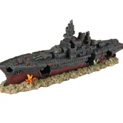 FLAMINGO - Bateau épave 48.5 x 10 x h 19cm, décoration aquarium