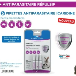FRANCODEX - 3 pipettes antiparasitaires protection renforcée pour rongeurs