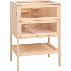 HELLOSHOP26 - Cage à hamster 55 x 40 x 80 cm bois massif de sapin marron