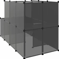 HELLOSHOP26 - Cage pour petits animaux 142 x 74 x 93 cm pp et acier noir