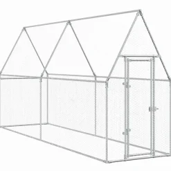 HELLOSHOP26 - Cage pour poules argenté 400 x 100 x 190 cm acier galvanisé argent