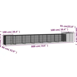 HELLOSHOP26 - Cage pour poules 800 x 91 x 100 cm acier galvanisé gris