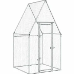 HELLOSHOP26 - Cage pour poules argenté 100 x 100 x 190 cm acier galvanisé argent