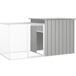 HELLOSHOP26 - Cage pour poules 200 x 91 x 100 cm acier galvanisé gris